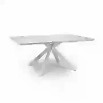 White Marble/Grey Vein Effect Fixed and Extending Dining Table 160CM – 200CM